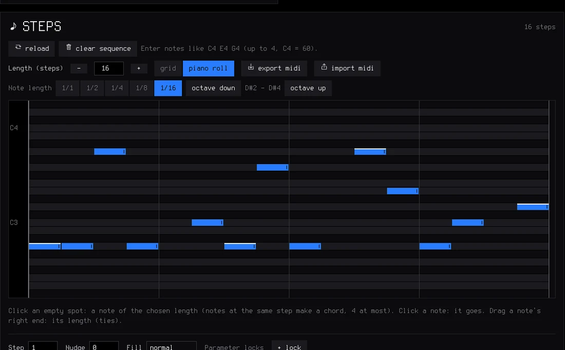 The editor's piano roll